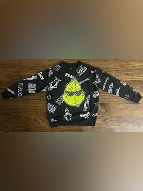 Black Kids' Pullover Sweatshirt with Neon Green Character Graphic